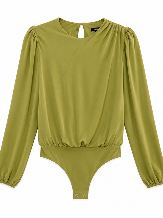 Express Tops - Express Olive Green Crewneck Bodysuit